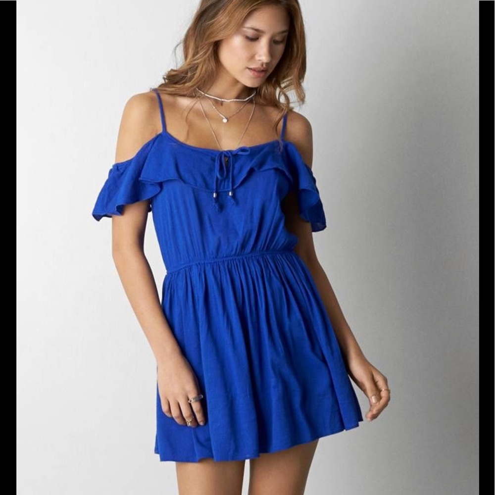 AEO cobalt blue off the shoulder dress NWT